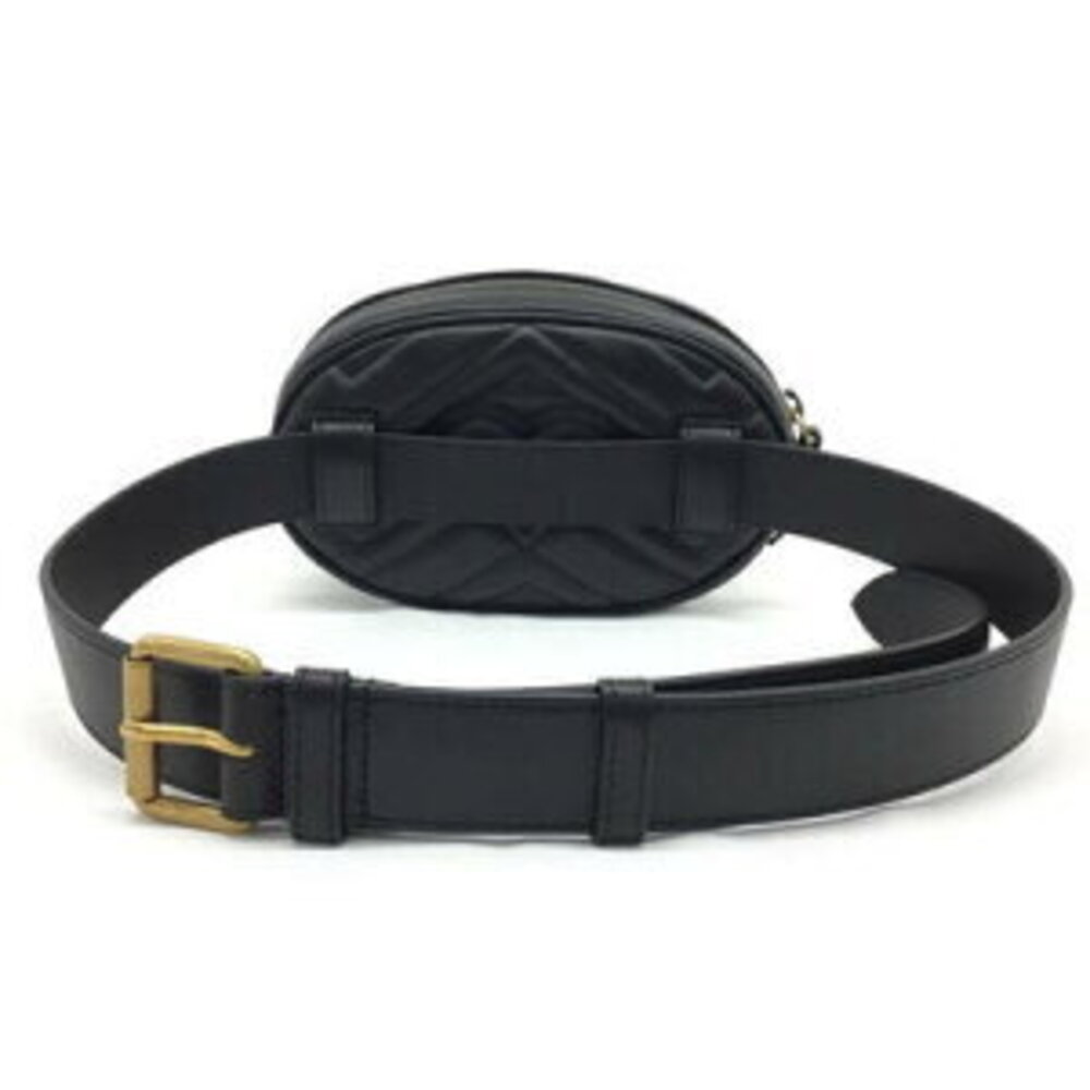 Starts Gucci GG Marmont Leather Belt Bag Waist Black - Picture 2 of 8